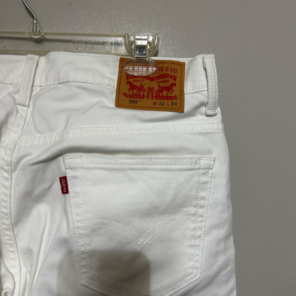 Levi's 569 Men's Jeans 34X33 White Cream Tan Loose Straight Retro Casual Stretch - Picture 3 of 8